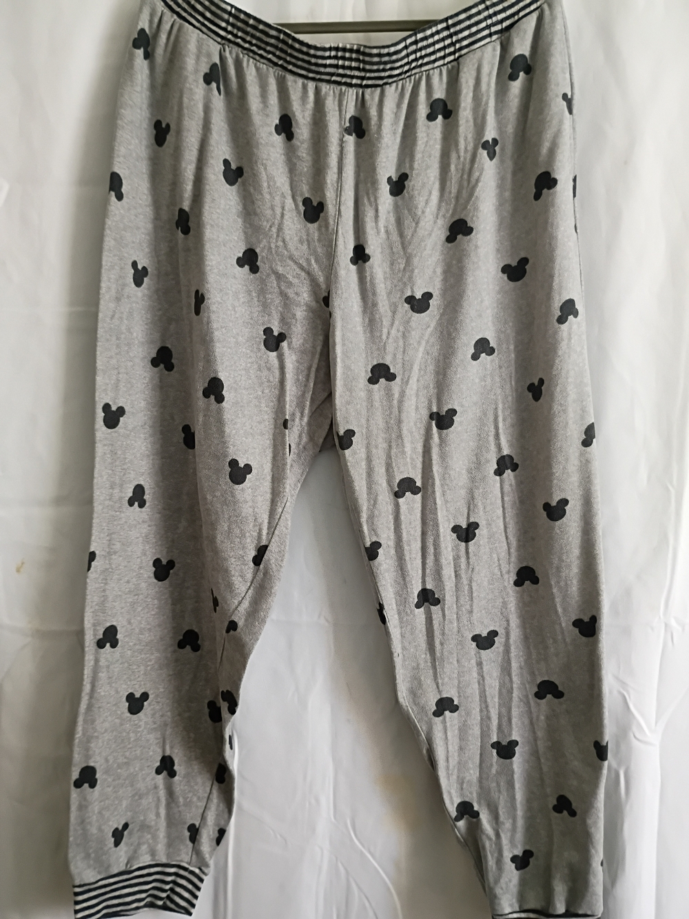 Disney Grey Pajama Pants with Black Mickey Head Print Measurement In Pics.